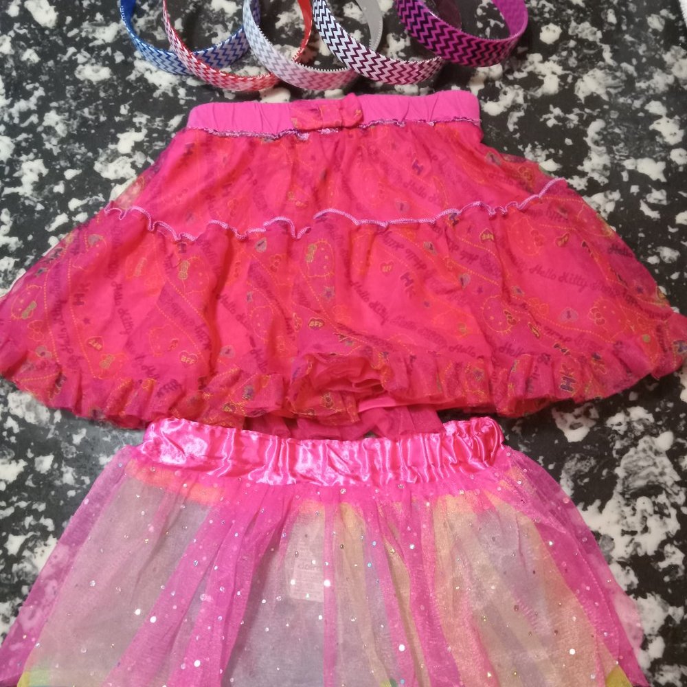 Hello Kitty Skirt, Claire's Tutu & 5 Headbands
